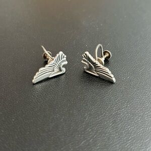 Vintage retro, angel wings earrings, screw clasp.